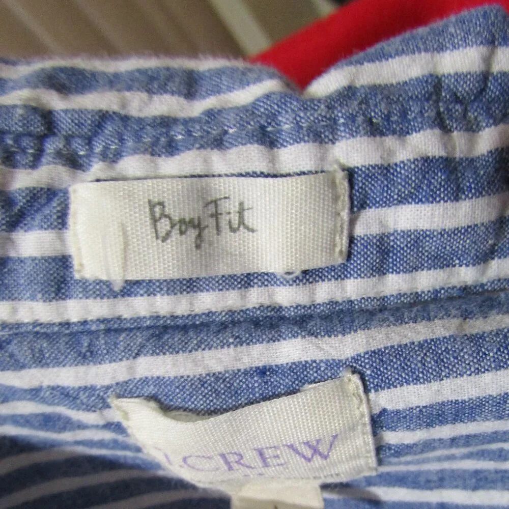 J Crew Boy Fit Striped Chambray Cotton / Linen Top - Picture 10 of 10